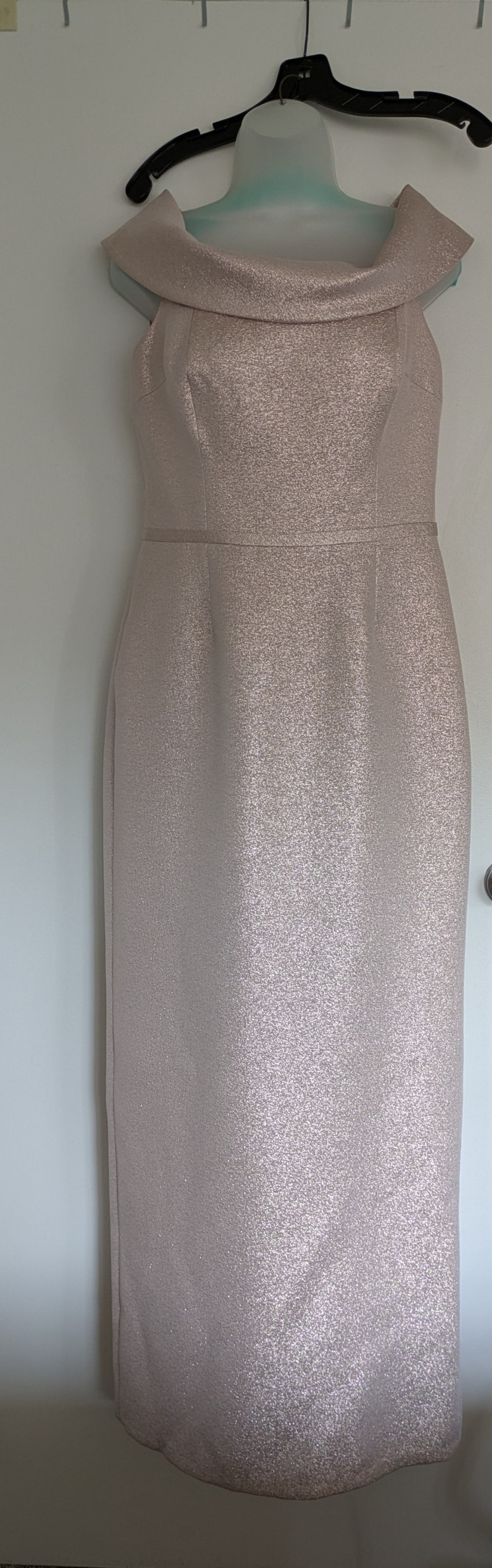 Teri Jon Metallic Gown Rose Gold